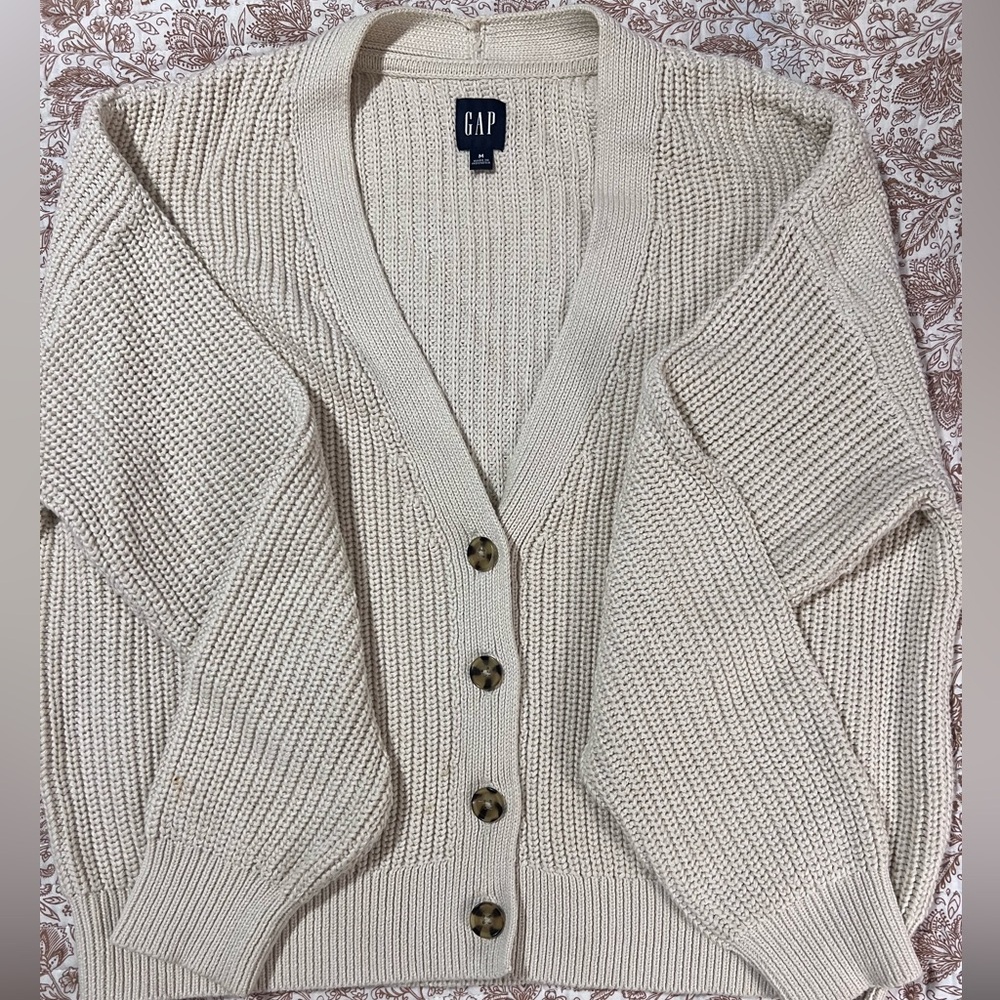 GAP Cream Button-Up Cardigan